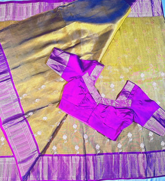 Handloom Kanjivaram Silk Saree with Stitched Blouse | Wedding Saree| Indian Party Wear Saree Ready to wear shipping from USA