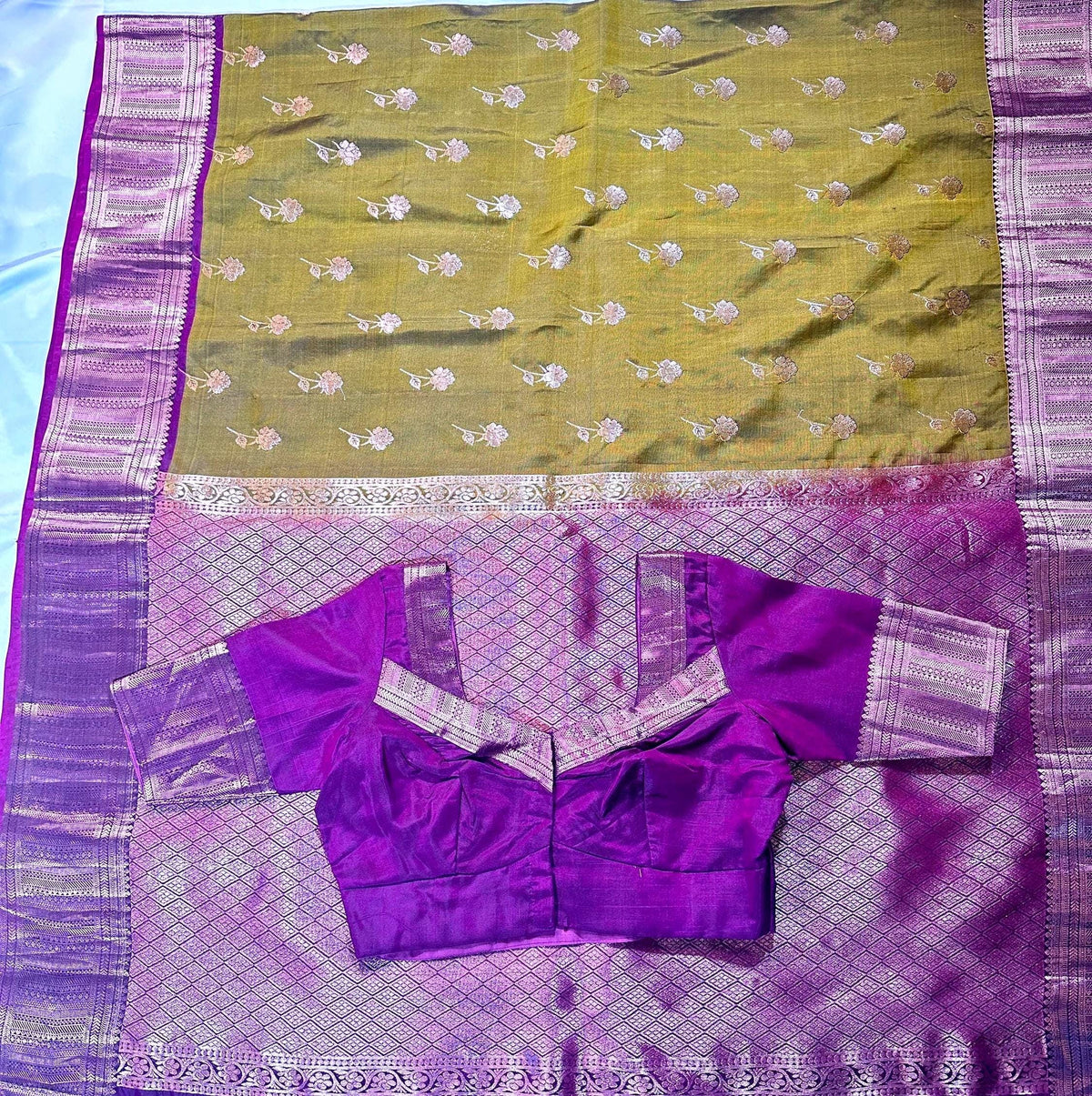 Handloom Kanjivaram Silk Saree with Stitched Blouse | Wedding Saree| Indian Party Wear Saree Ready to wear shipping from USA