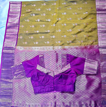 Handloom Kanjivaram Silk Saree with Stitched Blouse | Wedding Saree| Indian Party Wear Saree Ready to wear shipping from USA
