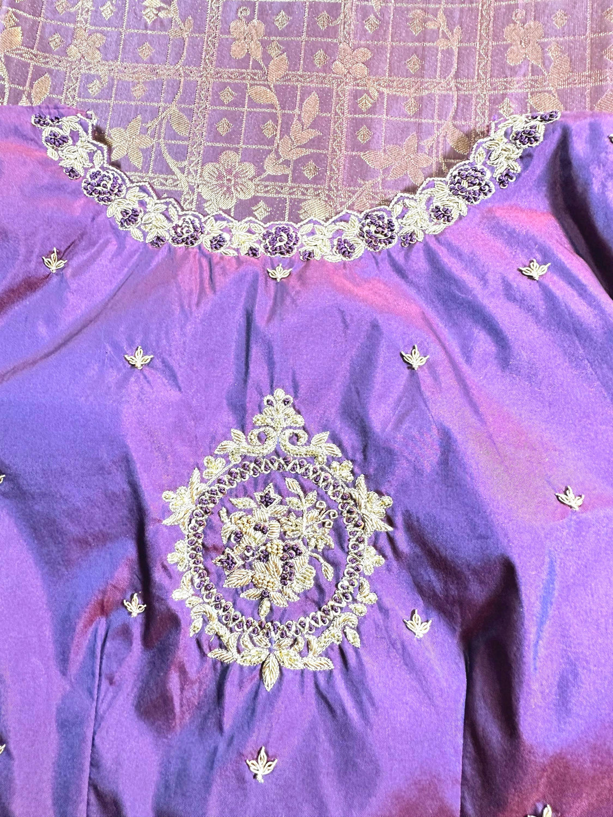 Kanjivaram Tissue Semi Silk Saree with Stitched Maggam Work Blouse | Indian Wedding Saree | Ships From USA