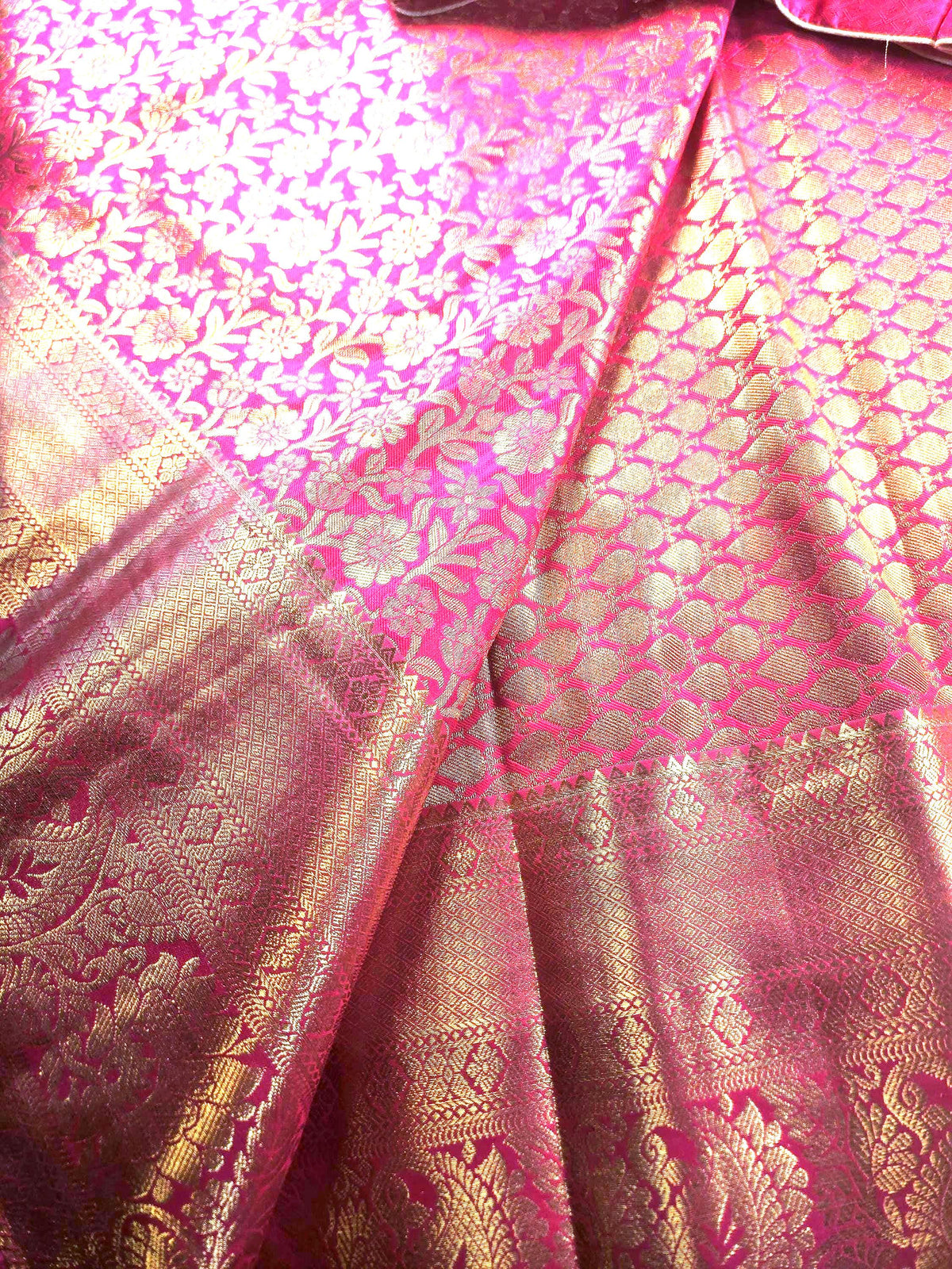 Premium Kanchivaram Semi Silk Saree with Maggam Work Blouse, Ready-to-wear, Shipping from USA