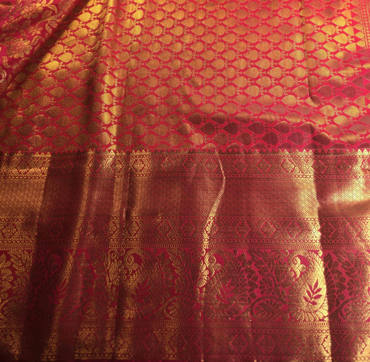 Premium Kanchivaram Semi Silk Saree with Maggam Work Blouse, Ready-to-wear, Shipping from USA