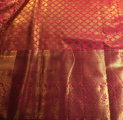 Premium Kanchivaram Semi Silk Saree with Maggam Work Blouse, Ready-to-wear, Shipping from USA