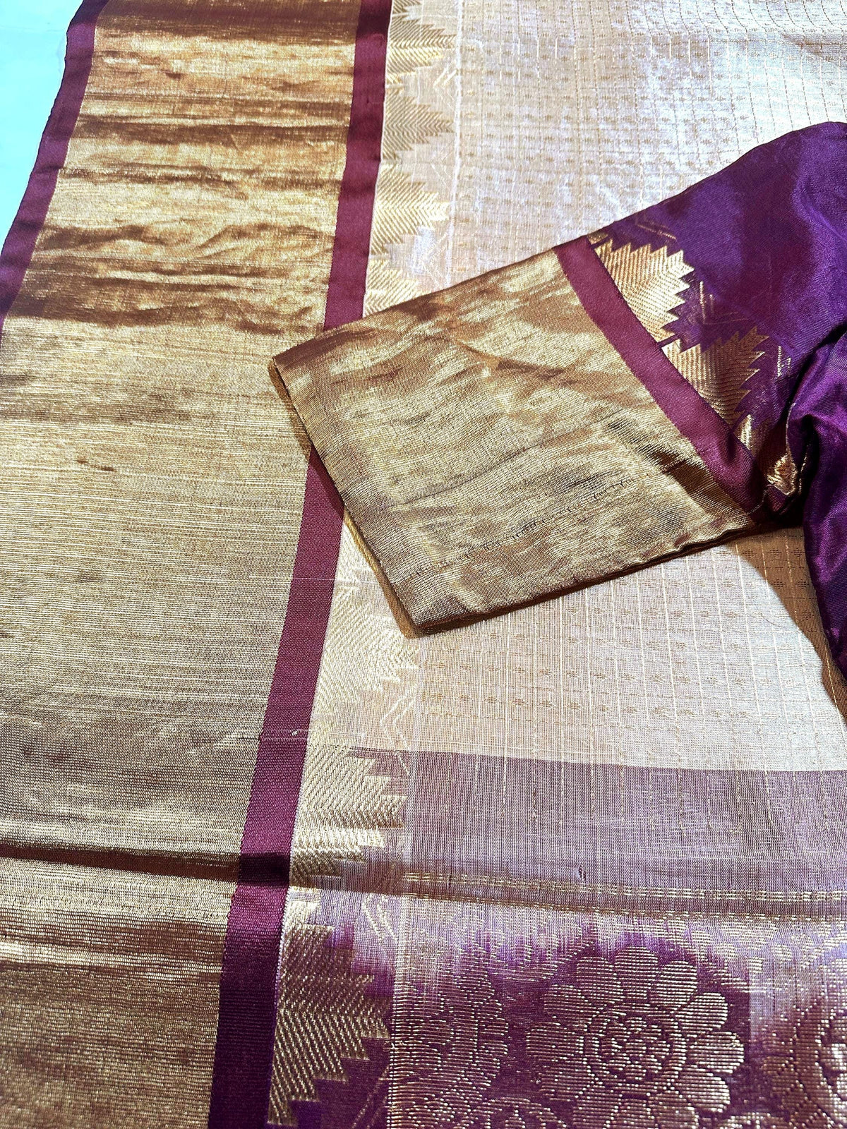 Handloom Traditional Pure Kuppadam Pattu Saree with Stitched Blouse. Partywear,  Wedding Wear Saree, Shipping from USA