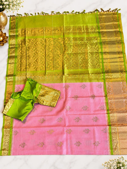 Handloom Traditional Kuppadam Pattu Saree with Stitched Blouse, Indian Wedding Saree, Party Wear Saree, Ships from USA