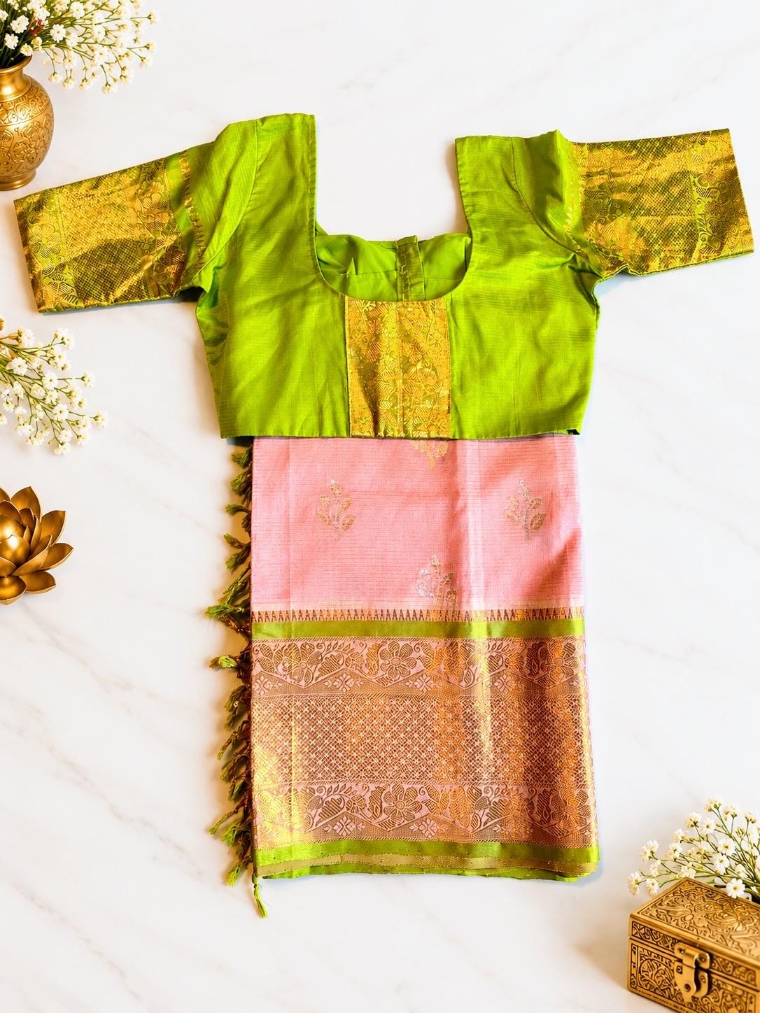 Handloom Traditional Kuppadam Pattu Saree with Stitched Blouse, Indian Wedding Saree, Party Wear Saree, Ships from USA