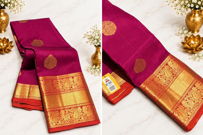 Handloom Kanjivaram Pure Silk Saree with Stitched Blouse | Wedding Saree With Stitched Maggam Work Blouse | Indian Party Wear Saree