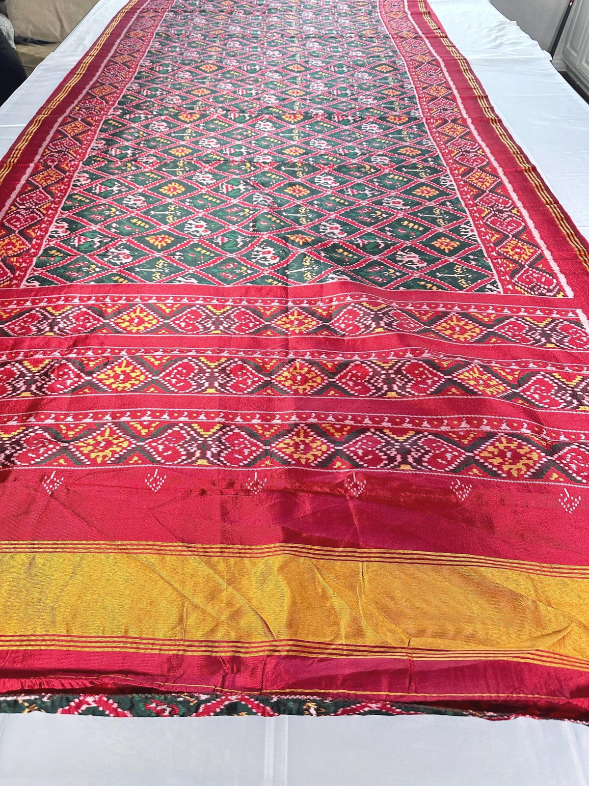 Patan Patola Semi Silk / Art Silk Saree with Stitched Blouse  | Ready to wear