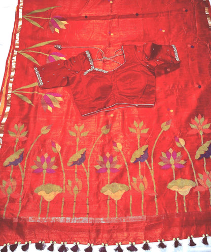 Handloom Jamdani Weaving Matka Jute Silk Saree with blouse | Wedding Party Saree | Ships from USA