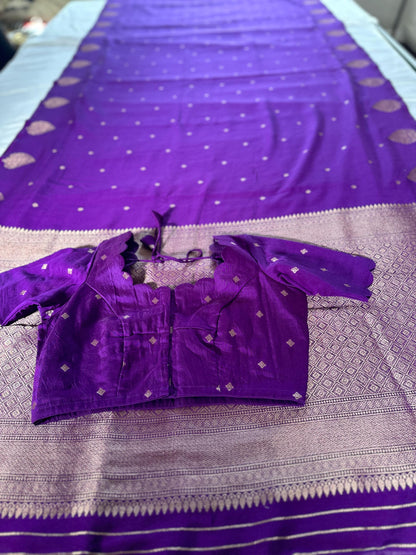 Banarasi Munga Semi Silk Saree with stitched blouse | USA shipping| Colors available