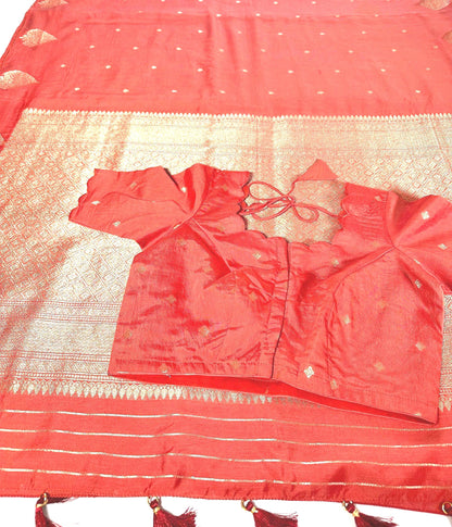 Banarasi Munga Semi Silk Saree with stitched blouse | USA shipping| Colors available