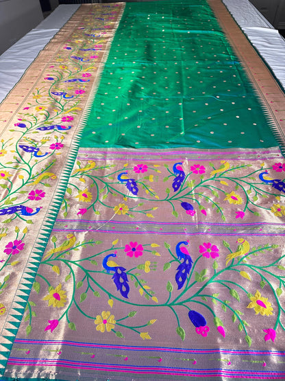Kanjeevaram Paithani Gift Silk Saree | Full Weaving | Stitched Paithani Blouse | Partywear Saree | Ships from USA