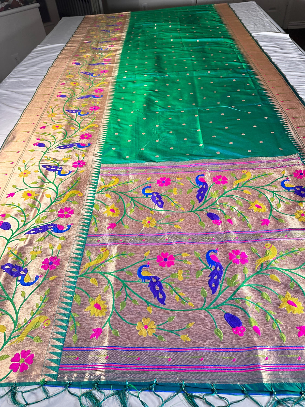 Kanjeevaram Paithani Gift Silk Saree | Full Weaving | Stitched Paithani Blouse | Partywear Saree | Ships from USA