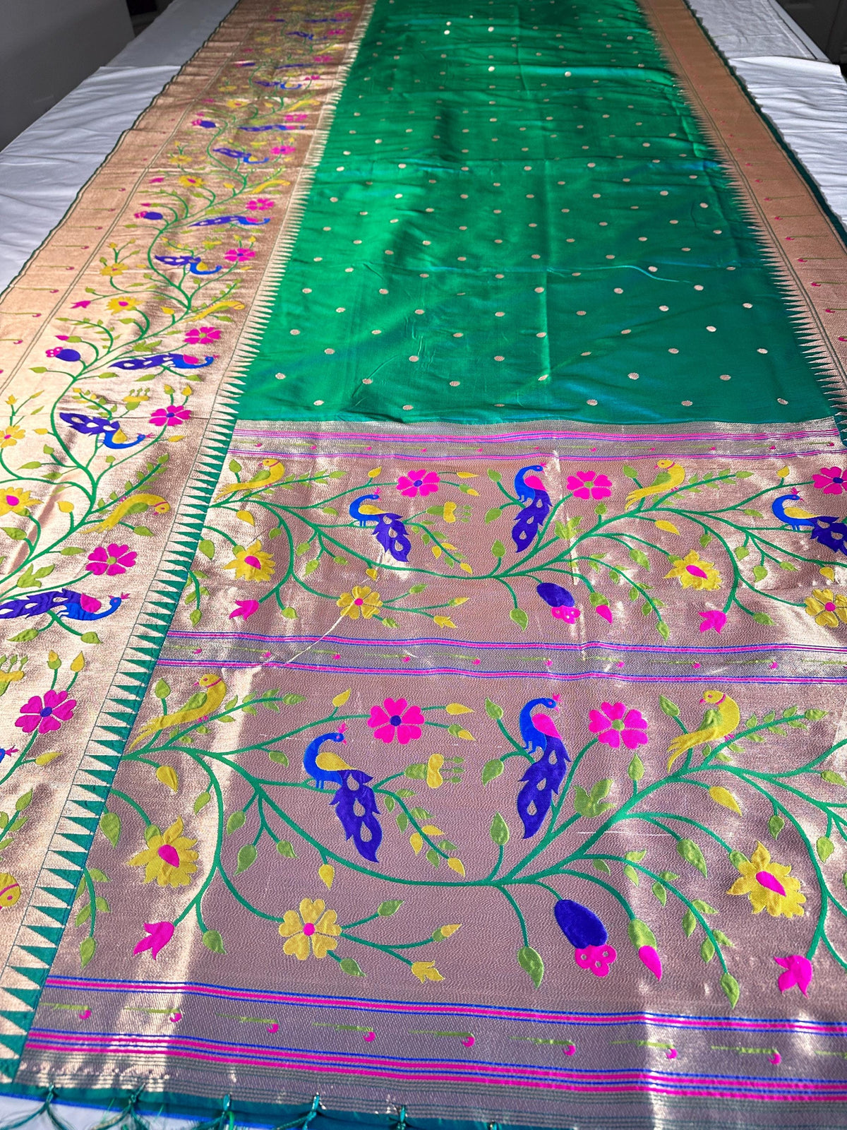 Kanjeevaram Paithani Gift Silk Saree | Full Weaving | Stitched Paithani Blouse | Partywear Saree | Ships from USA