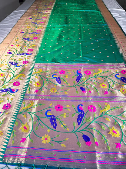 Kanjeevaram Paithani Gift Silk Saree | Full Weaving | Stitched Paithani Blouse | Partywear Saree | Ships from USA