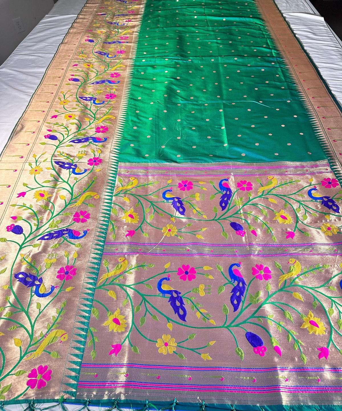 Kanjeevaram Paithani Gift Silk Saree | Full Weaving | Stitched Paithani Blouse | Partywear Saree | Ships from USA