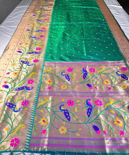 Kanjeevaram Paithani Gift Silk Saree | Full Weaving | Stitched Paithani Blouse | Partywear Saree | Ships from USA