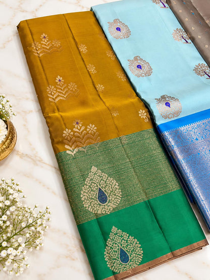 Handloom Pure Kanjivaram Silk Saree with Stitched Blouse | Wedding Saree With Stitched Blouse | Indian Party Wear Saree