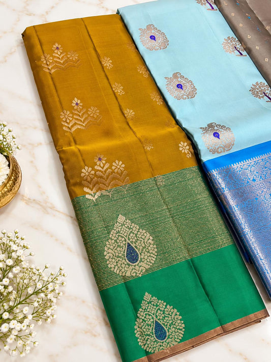 Handloom Pure Kanjivaram Silk Saree with Stitched Blouse | Wedding Saree With Stitched Blouse | Indian Party Wear Saree