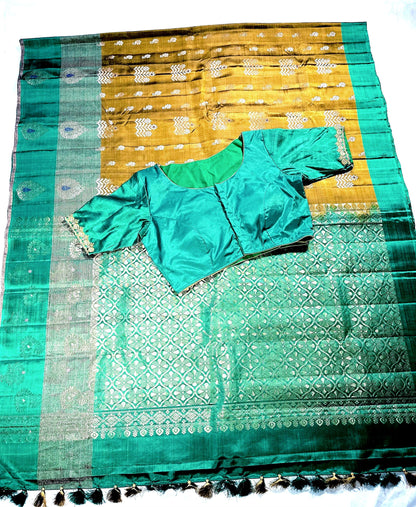 Handloom Pure Kanjivaram Silk Saree with Stitched Blouse | Wedding Saree With Stitched Blouse | Indian Party Wear Saree