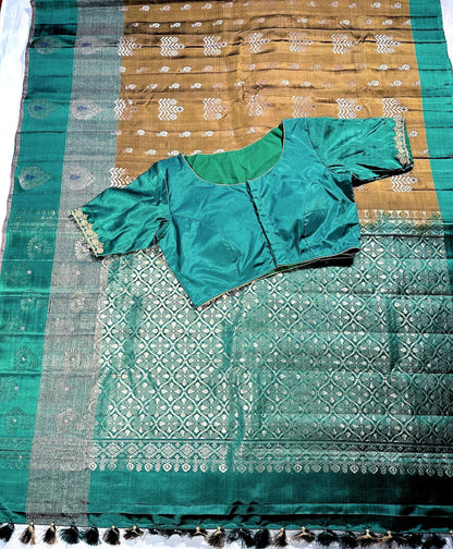 Handloom Pure Kanjivaram Silk Saree with Stitched Blouse | Wedding Saree With Stitched Blouse | Indian Party Wear Saree