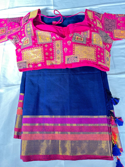 Mul Cotton Saree Gift Sare with Running Blouse,  Stitched Blouse Lightweight  Cotton Saree | Indian Party Festive Wear  | Ships from USA
