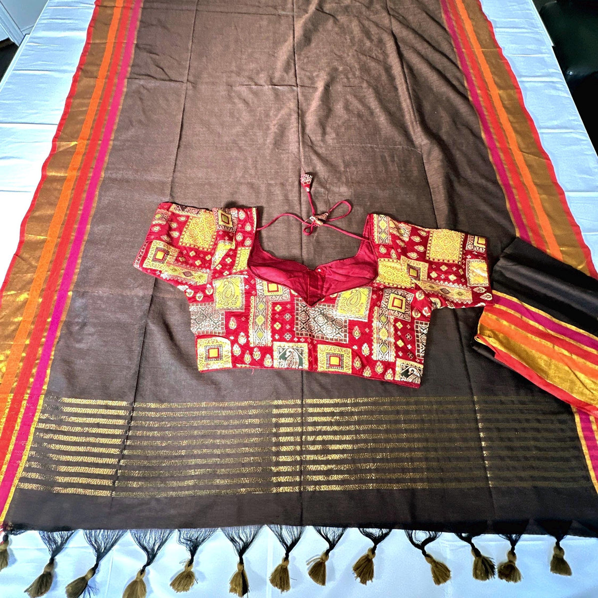 Mul Cotton Saree Gift Sare with Running Blouse,  Stitched Blouse Lightweight  Cotton Saree | Indian Party Festive Wear  | Ships from USA