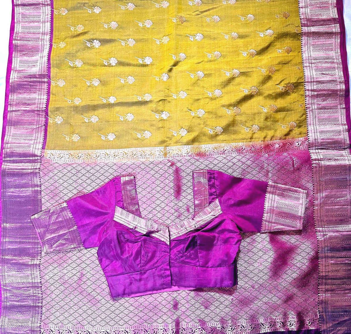 Handloom Kanjivaram Silk Saree with Stitched Blouse | Wedding Saree| Indian Party Wear Saree Ready to wear shipping from USA
