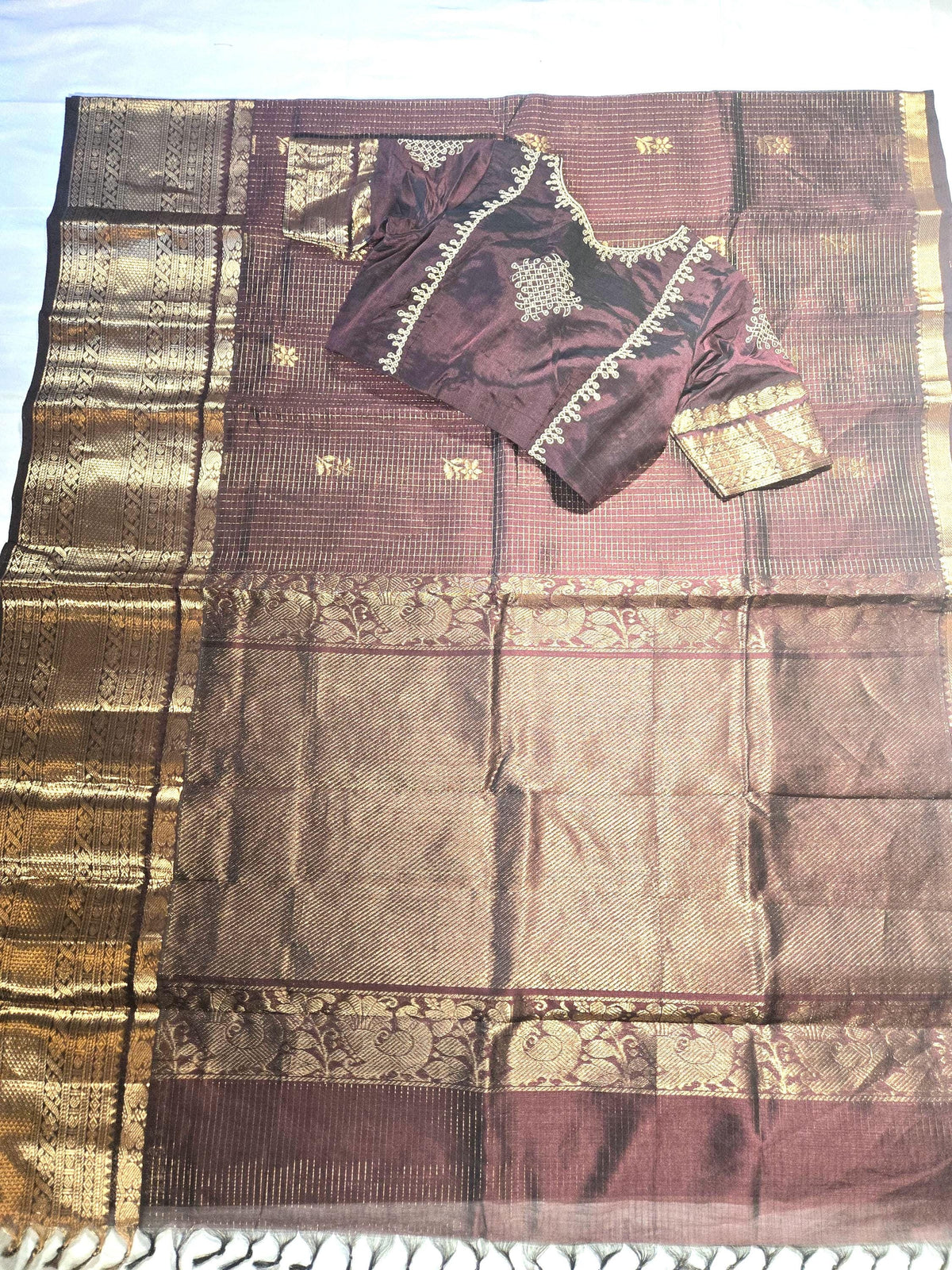 Handloom Pure Mangalagiri Silk Saree USA | Party Wear Saree  | Stitched Blouse