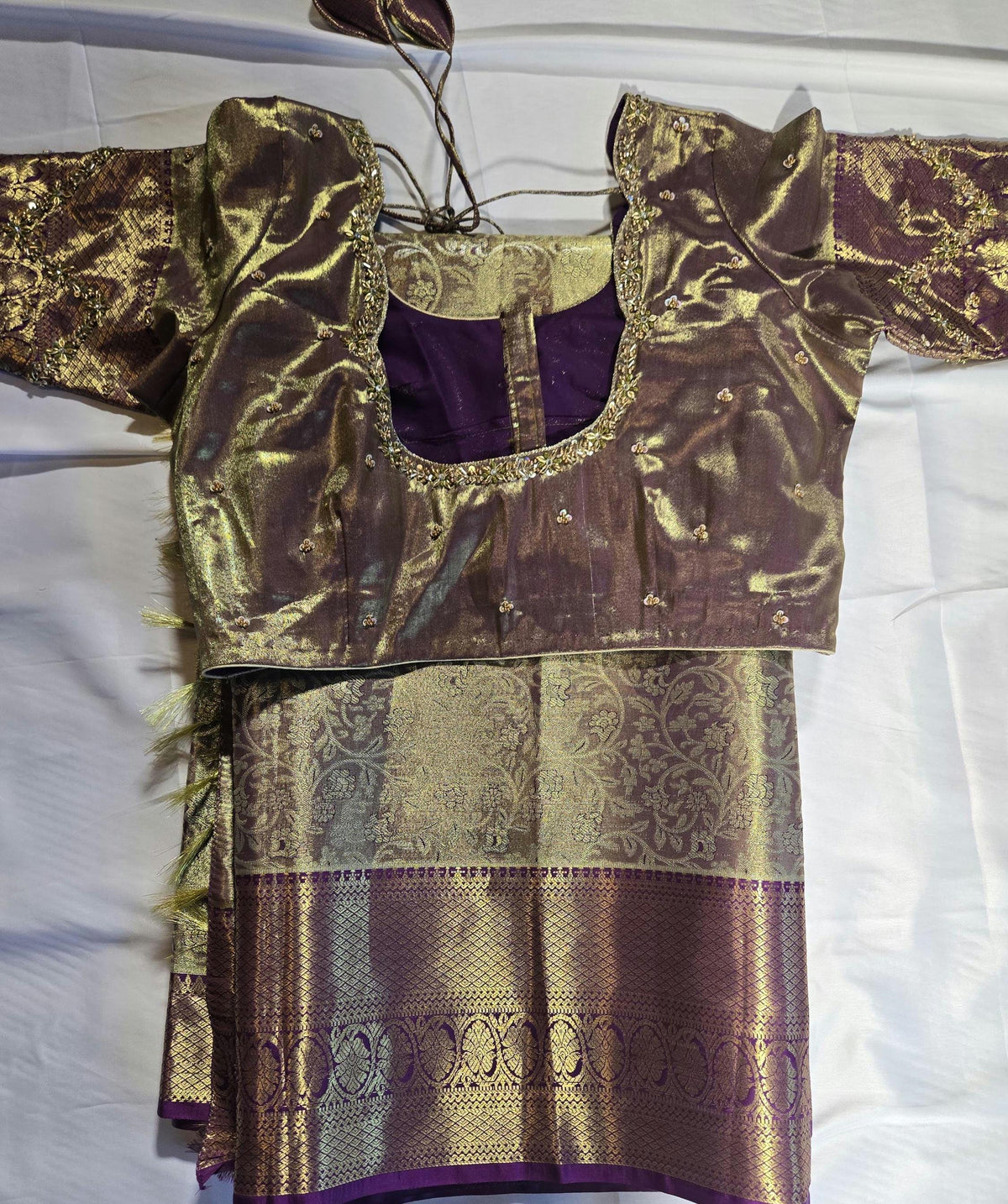 Premium Kanjivaram Semi  Silk Saree | Maggam Work Blouse Ready to wear