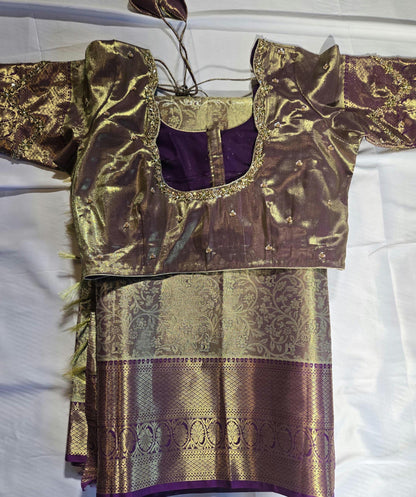 Premium Kanjivaram Semi  Silk Saree | Maggam Work Blouse Ready to wear