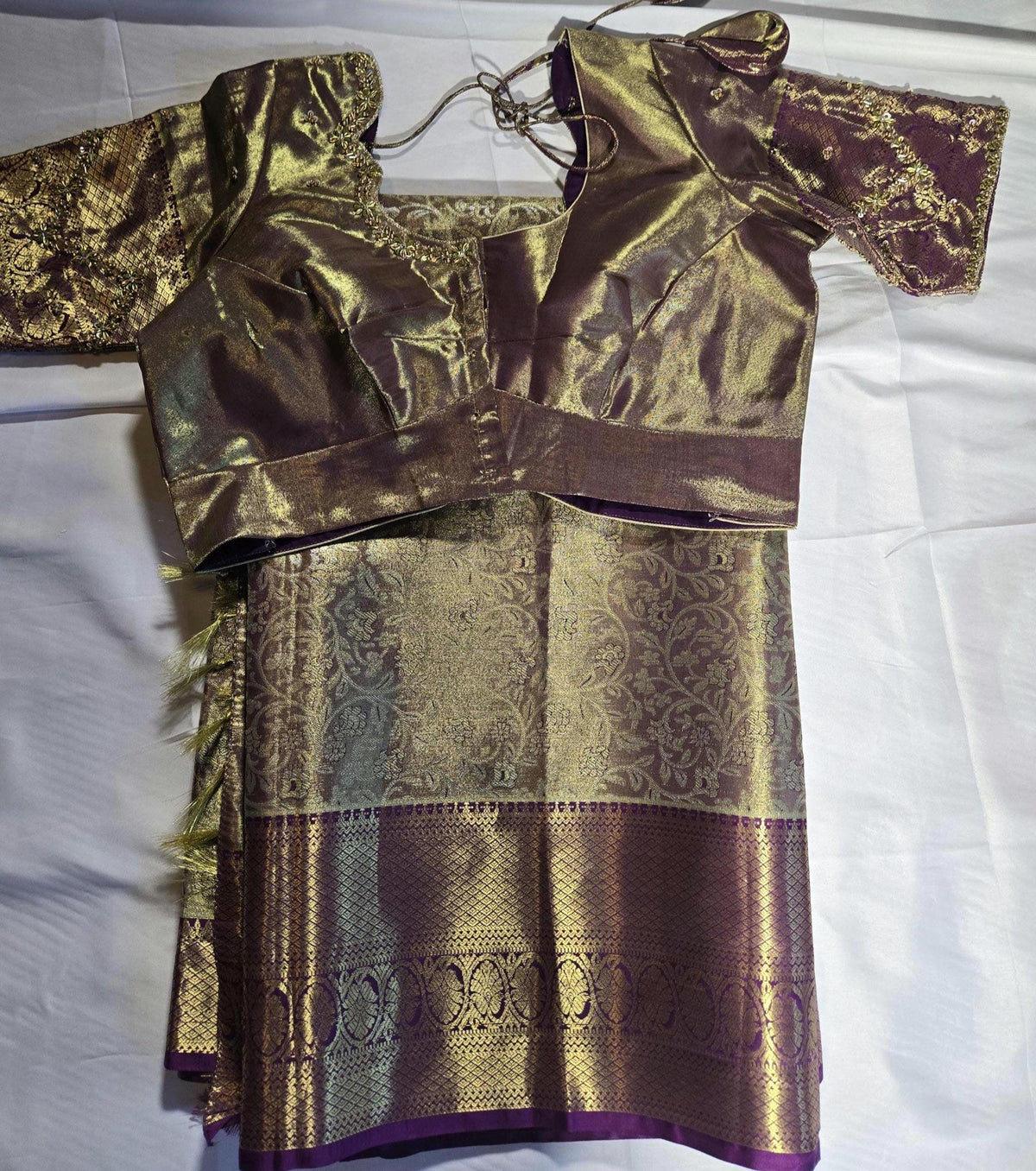 Premium Kanjivaram Semi  Silk Saree | Maggam Work Blouse Ready to wear