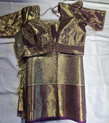 Premium Kanjivaram Semi  Silk Saree | Maggam Work Blouse Ready to wear