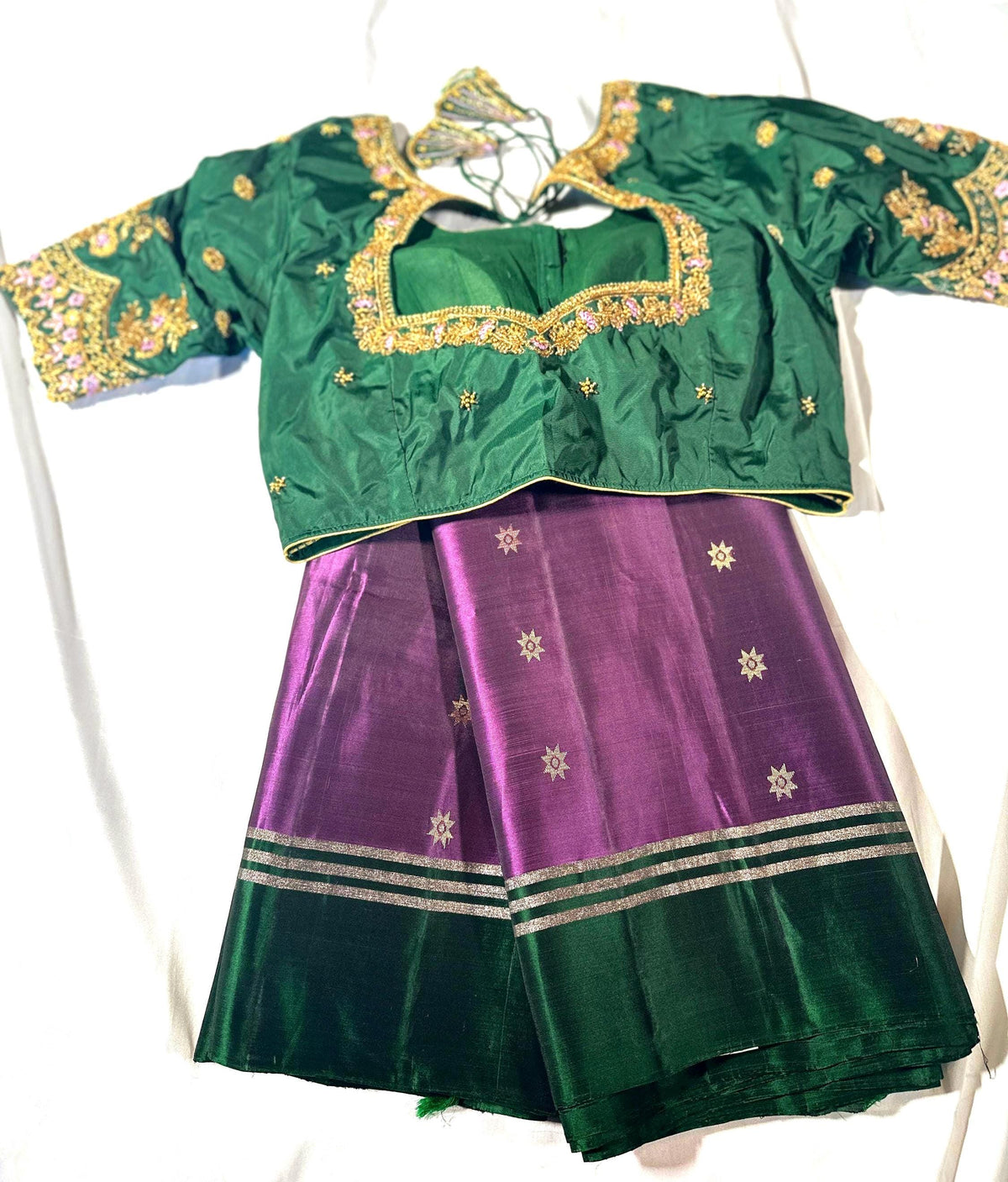 Handloom Kanjivaram Soft Silk Saree with stitched Maggam blouse | Wedding Saree | Ready to wear Saree Blouse | Indian Saree USA