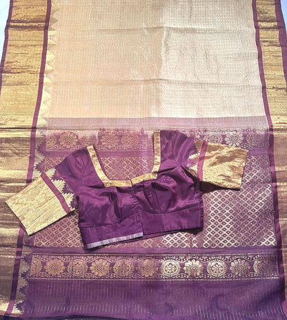 Handloom Traditional Pure Kuppadam Pattu Saree with Stitched Blouse. Partywear,  Wedding Wear Saree, Shipping from USA