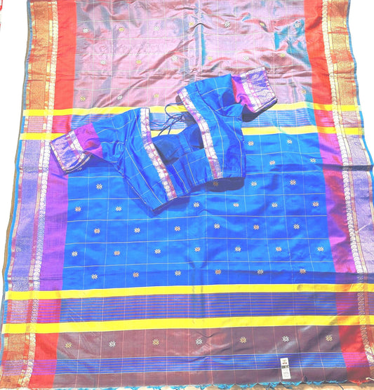 Handloom Jamdhani Weaving Pure Bengal  Silk Saree/Art Silk with Silk Mark | Party Wear Wedding Silk Saree | Stitched Blouse