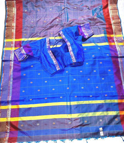 Handloom Jamdhani Weaving Pure Bengal  Silk Saree/Art Silk with Silk Mark | Party Wear Wedding Silk Saree | Stitched Blouse