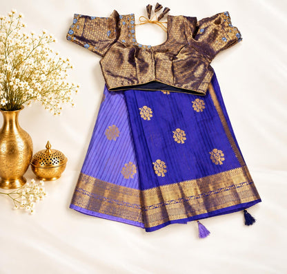 Banarasi Katan Silk Saree with Stitched Blouse | Antique Zari Buta | Wedding Guest Saree