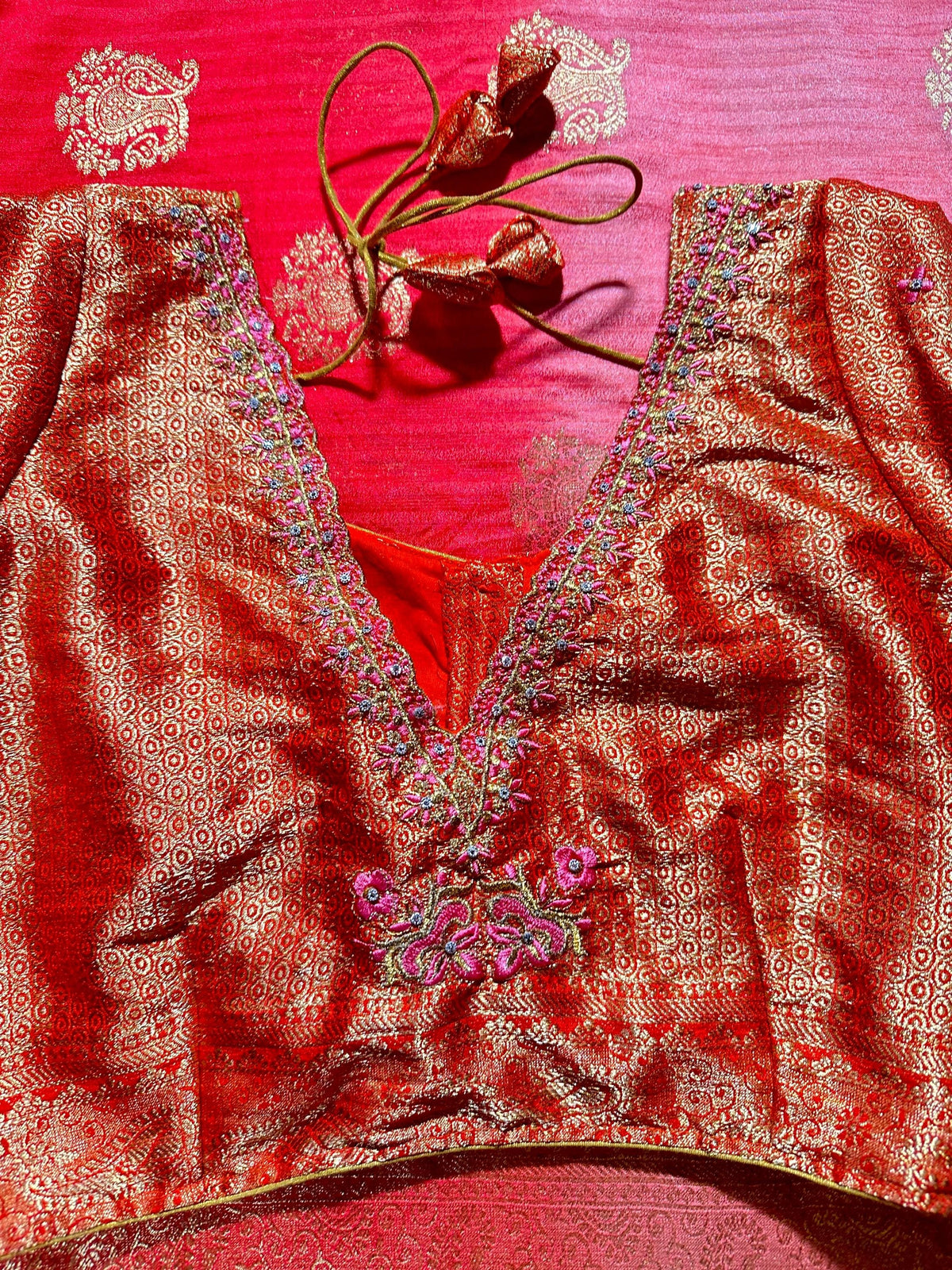 Muga Katan Silk Saree with Stitched Blouse | Banarasi Buta Design | Party Wear Saree
