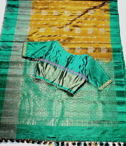 Handloom Pure Kanjivaram Silk Saree with Stitched Blouse | Wedding Saree With Stitched Blouse | Indian Party Wear Saree