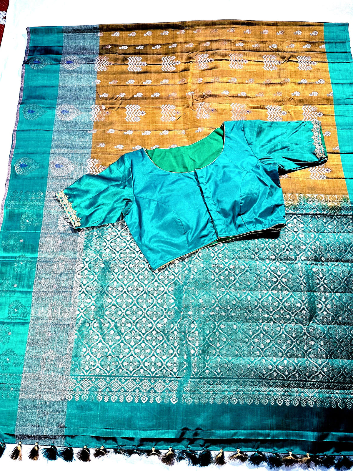 Handloom Pure Kanjivaram Silk Saree with Stitched Blouse | Wedding Saree With Stitched Blouse | Indian Party Wear Saree