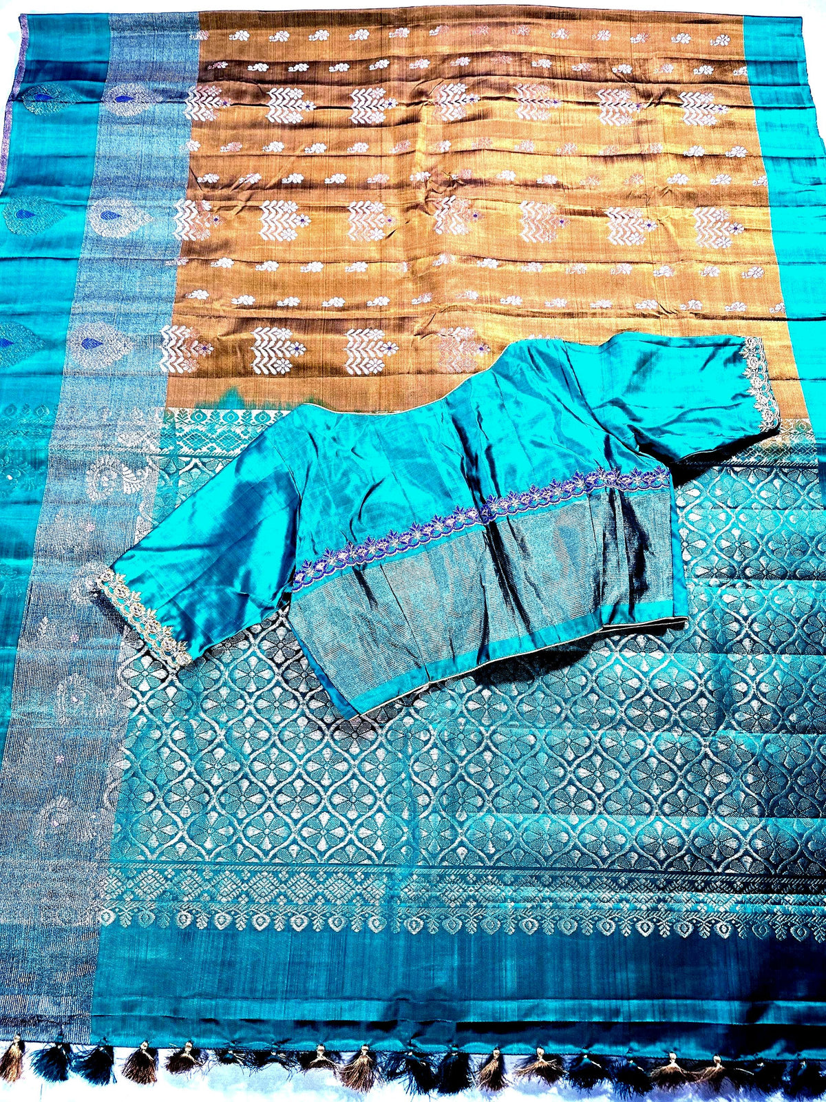 Handloom Pure Kanjivaram Silk Saree with Stitched Blouse | Wedding Saree With Stitched Blouse | Indian Party Wear Saree