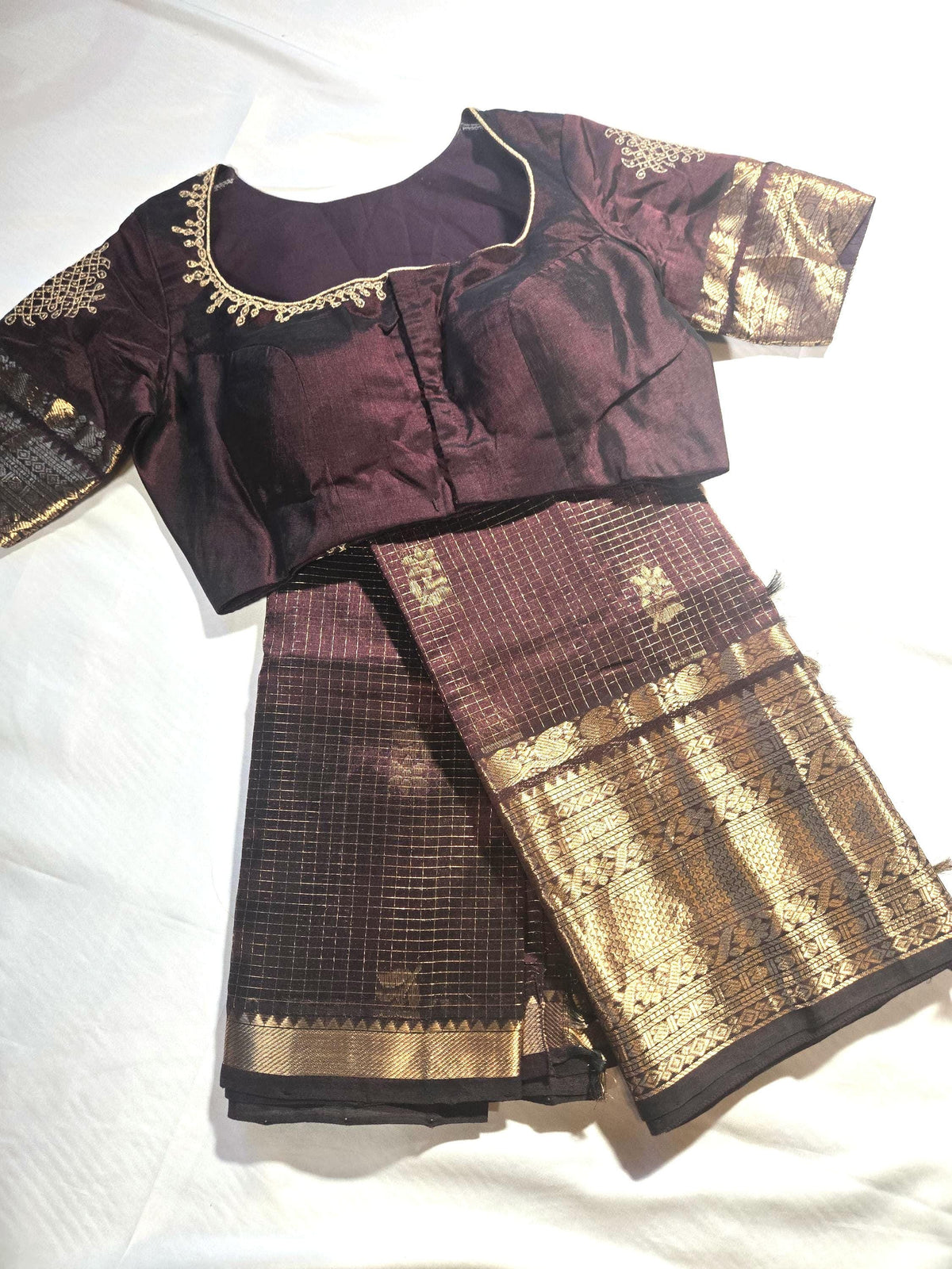 Handloom Pure Mangalagiri Silk Saree USA | Party Wear Saree  | Stitched Blouse