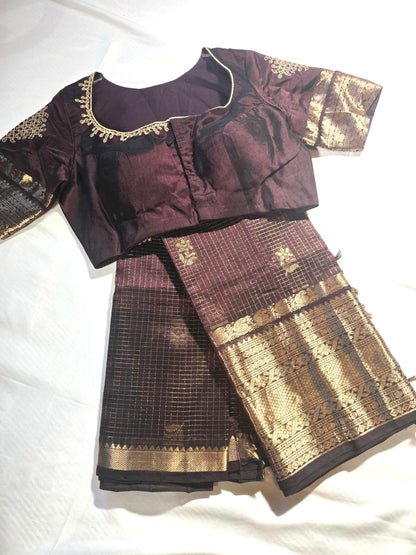 Handloom Pure Mangalagiri Silk Saree USA | Party Wear Saree  | Stitched Blouse