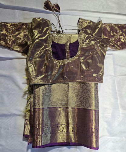 Premium Kanjivaram Semi  Silk Saree | Maggam Work Blouse Ready to wear