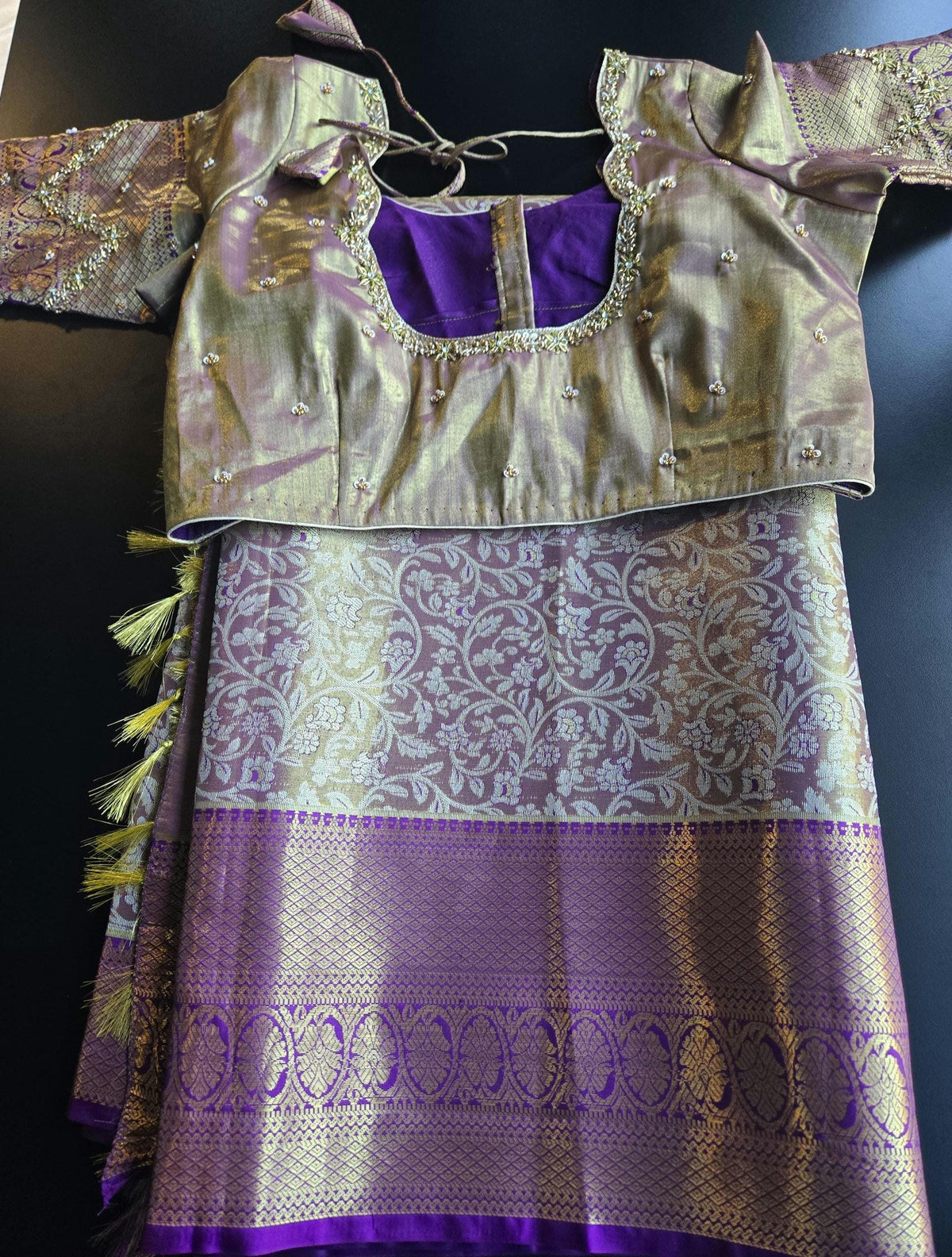 Premium Kanjivaram Semi  Silk Saree | Maggam Work Blouse Ready to wear