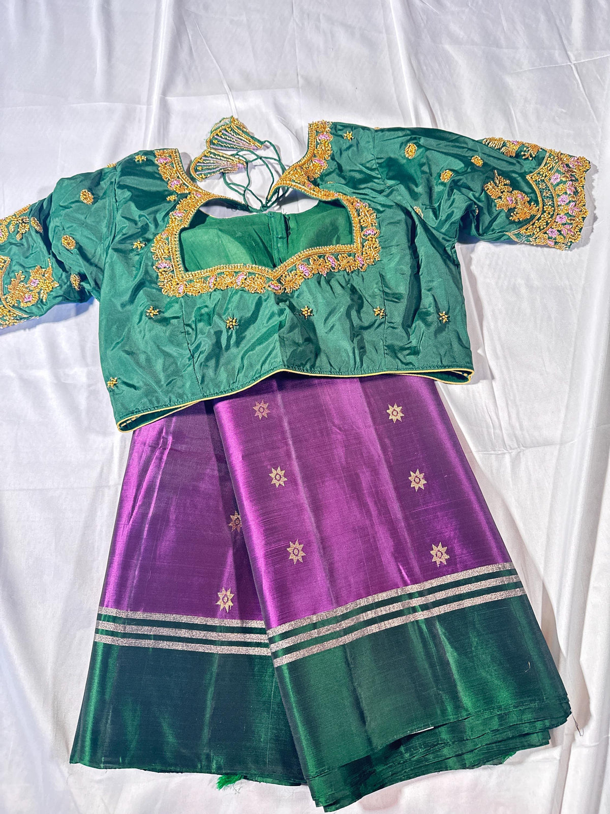 Handloom Kanjivaram Soft Silk Saree with stitched Maggam blouse | Wedding Saree | Ready to wear Saree Blouse | Indian Saree USA