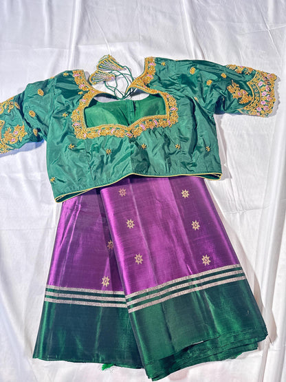 Handloom Kanjivaram Soft Silk Saree with stitched Maggam blouse | Wedding Saree | Ready to wear Saree Blouse | Indian Saree USA
