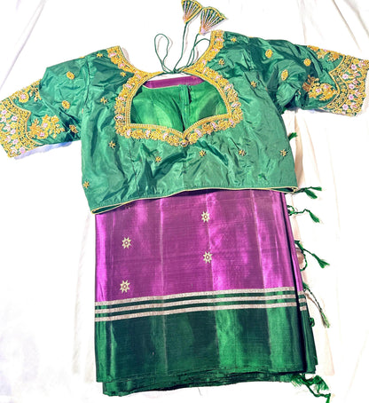 Handloom Kanjivaram Soft Silk Saree with stitched Maggam blouse | Wedding Saree | Ready to wear Saree Blouse | Indian Saree USA