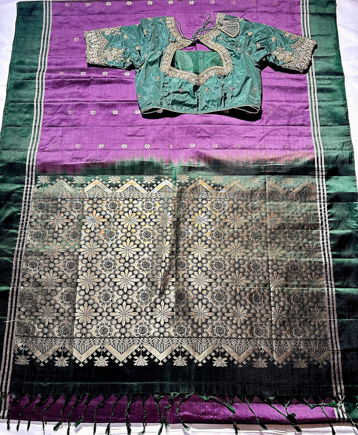 Handloom Kanjivaram Soft Silk Saree with stitched Maggam blouse | Wedding Saree | Ready to wear Saree Blouse | Indian Saree USA